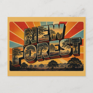 Carte Postale Nouvelle forêt d'Angleterre Art de voyage vintage
