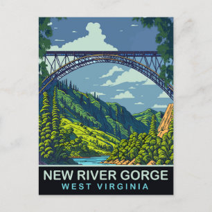Carte Postale Nouvelle Gorge fluviale, Pont, WV, Voyage