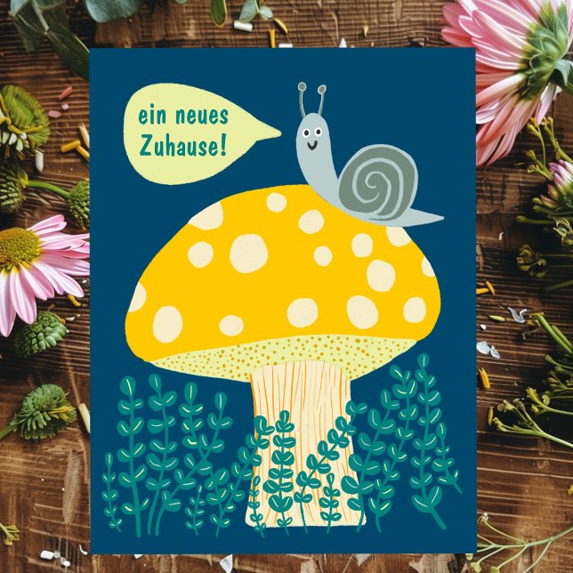 Carte Postale Nouvelle maison Escargot sur champignon magique Mi (Neues Haus Schnecke auf Magischen Pilz Niedlich Postkarte
)