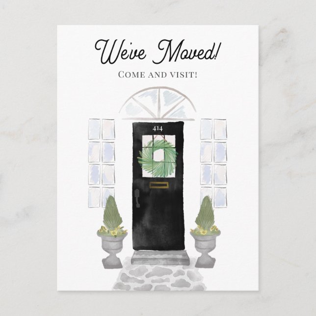 Carte Postale Nouvelle Maison Nous Avons Déménagé Aquarelle Port (Devant)