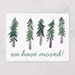 Carte Postale NOUVELLE MAISON Pins Arbres Minimaliste Aquarelle 