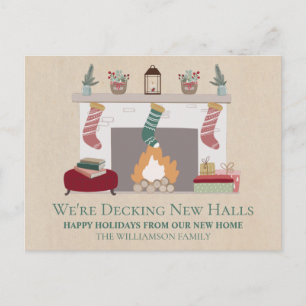 Carte Postale Nouvelle Maison pour les Fêtes   Cheminée & Bas de