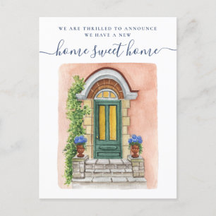 Carte Postale Nouvelle maison Sweet Home Porte avant Déménagemen