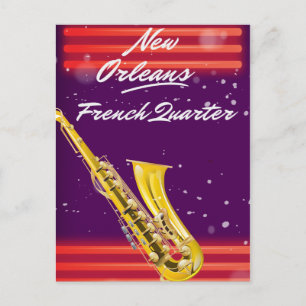 Carte Postale Nouvelle-Orléans French Quarter Saxophone affiche 
