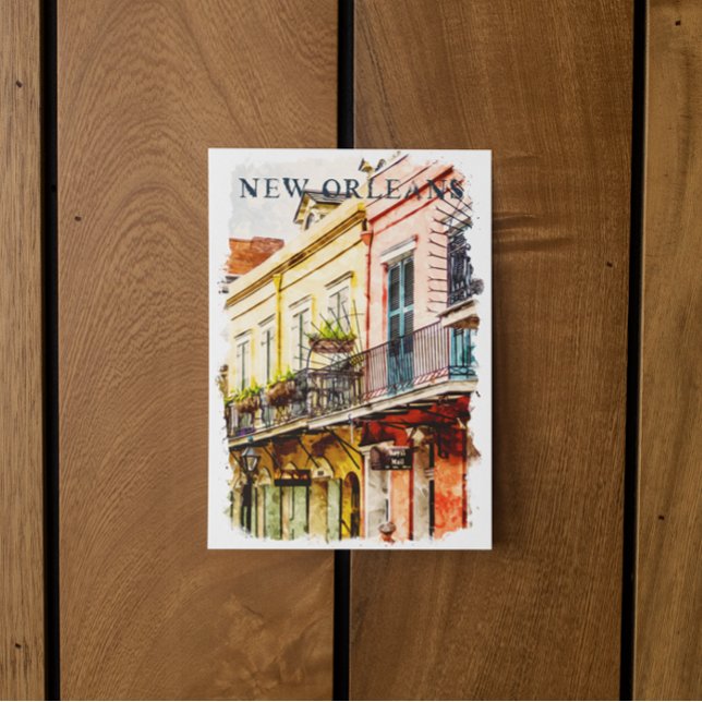 Carte Postale Nouvelle-Orléans Louisiane Quartier Français Aquar (New Orleans Louisiana French Quarter Watercolor Postcard)