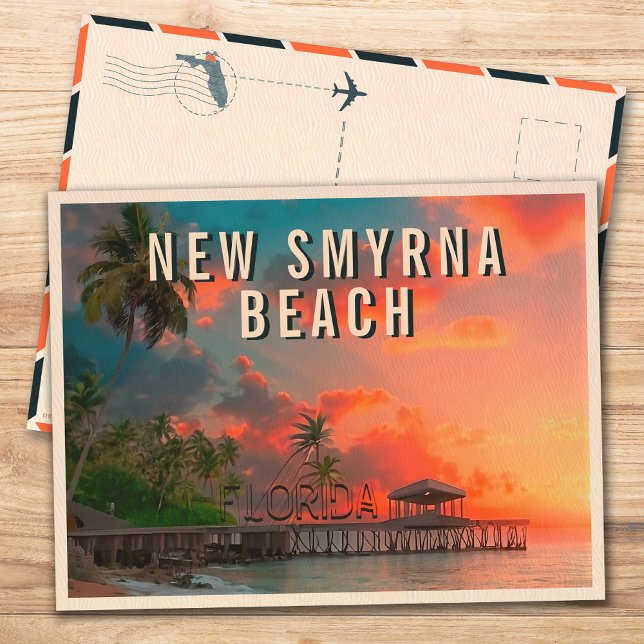 Carte Postale Nouvelle plage de Smyrna Floride Palmier tropical  (Créateur téléchargé)