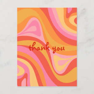 Carte Postale Nouvelle Retrographie Abstraite Rose Orange Merci