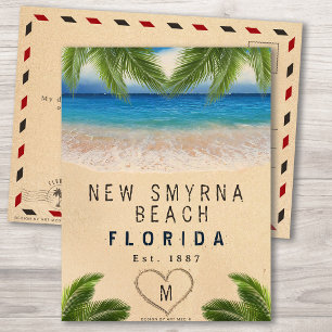 Carte Postale Nouvelle Smyrna Beach Floride Sand Tropical Palm F