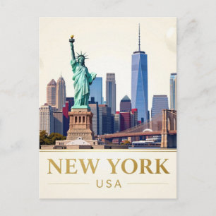 Carte Postale Nouvelle statue de la Liberté de York et Manhattan