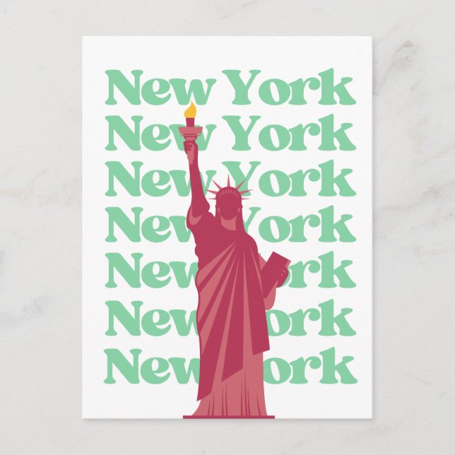 Carte Postale Nouvelle Ville de New York Rose Vert Voyage NYC   (Devant)