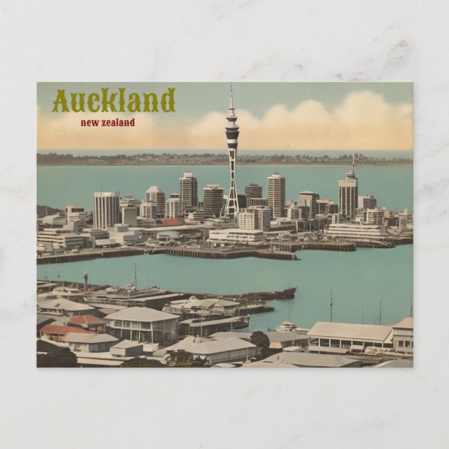 Carte Postale Nouvelle-Zélande Auckland Vintage Art Travel ‏ (Devant)