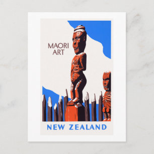 Carte Postale Nouvelle-Zélande Maori Poster vintage restauré