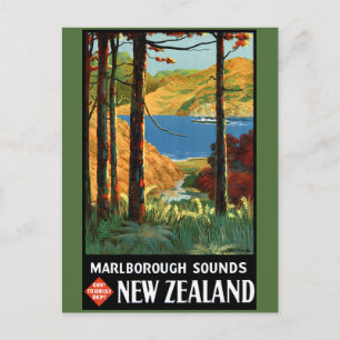 Carte Postale Nouvelle-Zélande Marlborough Sounds Poster vintage