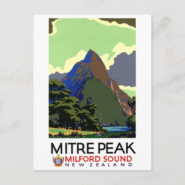 Carte Postale Nouvelle-Zélande Poster Vintage voyage restauré (Devant)