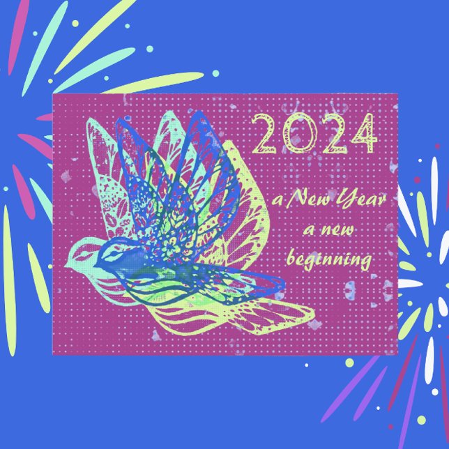 Carte Postale Nouvelles Débuts Colombes et Paix Bonne Année (Créateur téléchargé)