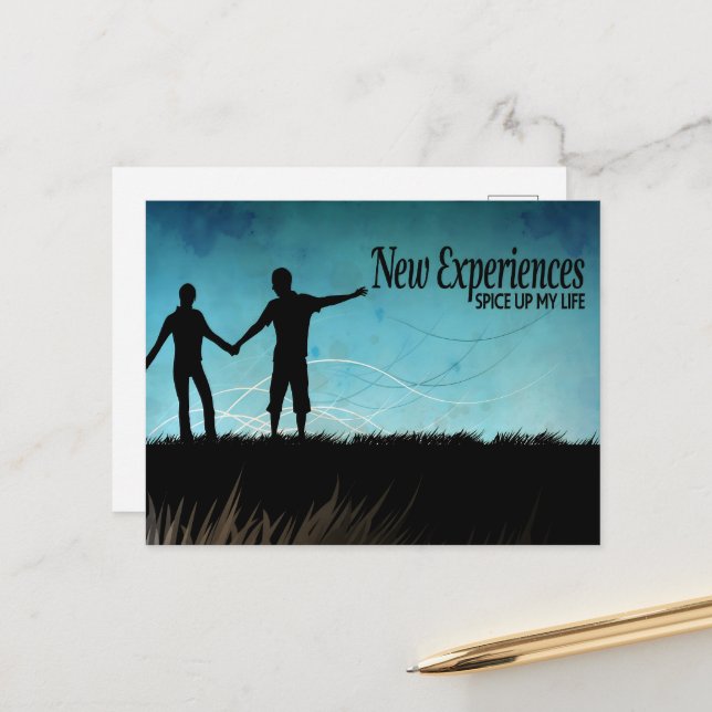 Carte Postale "Nouvelles expériences" Motivation Affirmation (Devant/Arrière en situation)