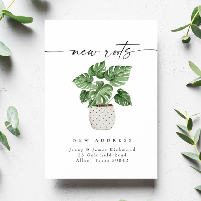 Carte Postale Nouvelles Racines Nous avons déménagé Nouvelle Car (Créateur téléchargé)