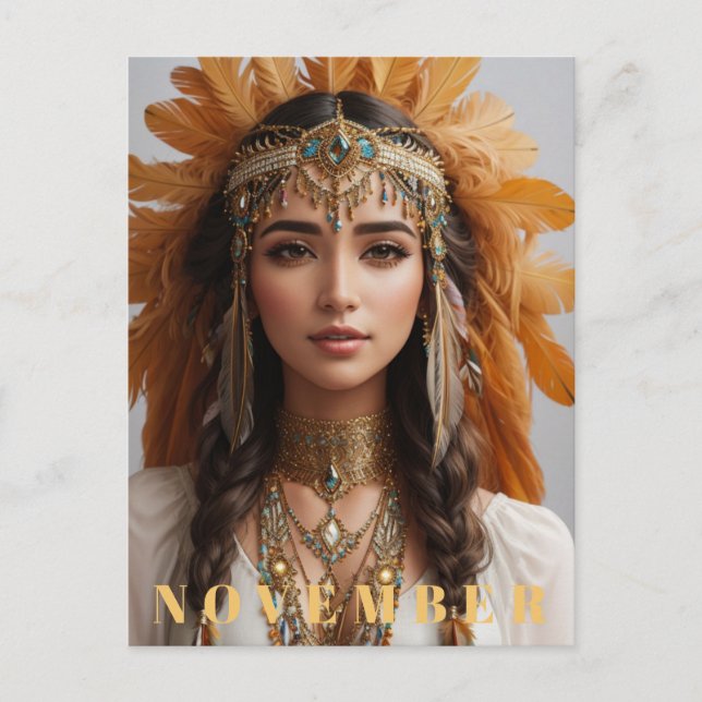 Carte Postale *~* NOVEMBRE Golden Topaz AP53 Boho Birthstone (Devant)