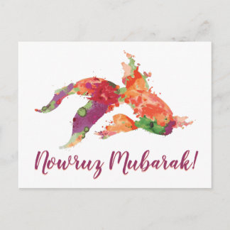 Carte Postale nowruz moubarak poisson rouge aquarelle