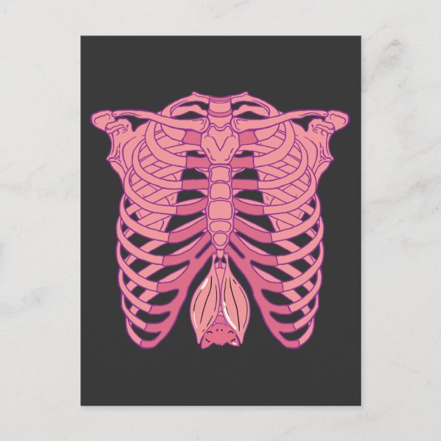 Carte Postale Nu Goth Bat Skeleton esthétique gothique wiccan pa (Devant)