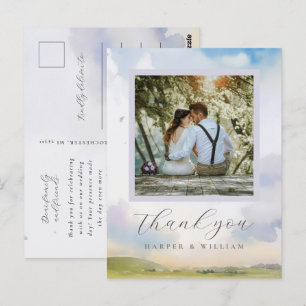 Carte Postale nuage aquarelle de rêve photo de mariage merci
