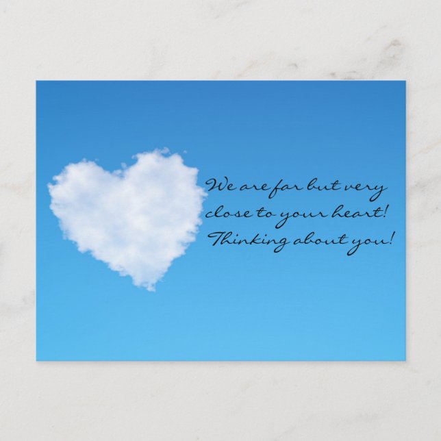 Carte Postale Nuage de coeur doux 3D. Je pense à toi ! (Devant)