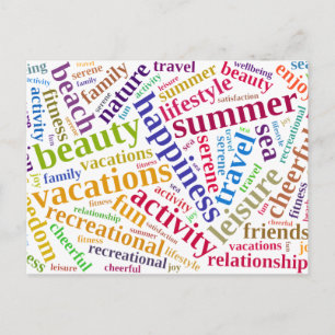Carte Postale Nuage de mots de vacances d'été
