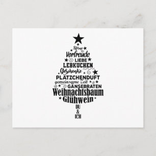 Carte Postale Nuage de mots Termes de Noël Forme de sapin de Noë