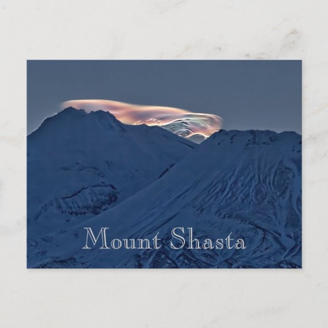CARTE POSTALE NUAGE D'ÉCLAIRAGE AU-DESSUS DU MONT SHASTA (Devant)