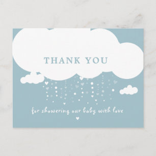 Carte Postale Nuage Mignon Pluie de Cœurs Remerciements Baby Sho