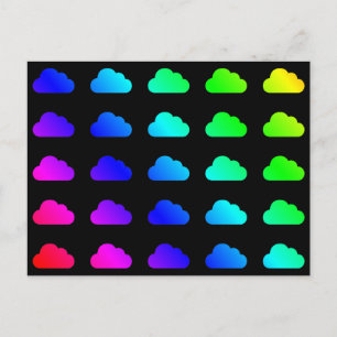 Carte Postale Nuages Arc-en-ciel Couleur Multicolor Kawaii Clipa