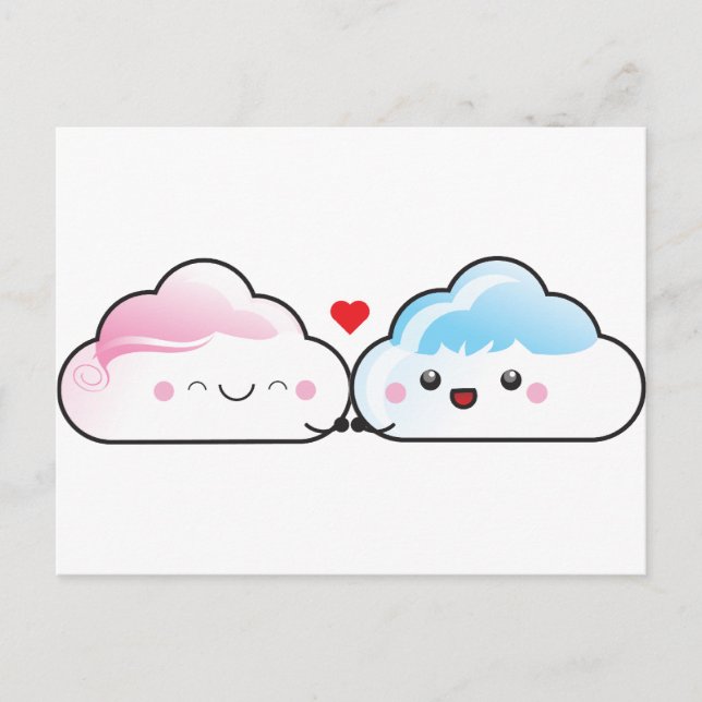 Carte Postale Nuages d'amour de Kawaii (Devant)