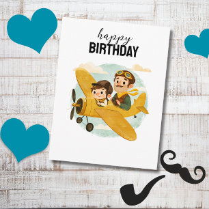Carte Postale Nuages d'avion vintage Joyeux anniversaire papa mi