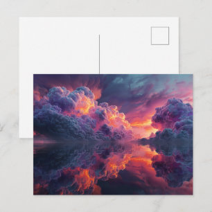Carte Postale Nuages de coucher de soleil surréalistes réfléchis