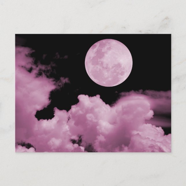 CARTE POSTALE NUAGES DE PLEINE LUNE ROSE (Devant)