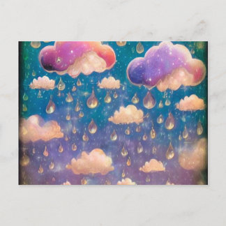 Carte Postale Nuages de pluie en cristal rose
