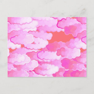 Carte Postale Nuages japonais, aube, rose orchidée et corail