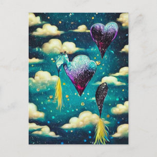 Carte Postale Nuages ​​surréalistes vintage et ballons en forme 