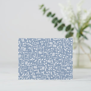 Carte Postale Nuances de bleu fumé foncé à clair Notes de musiqu