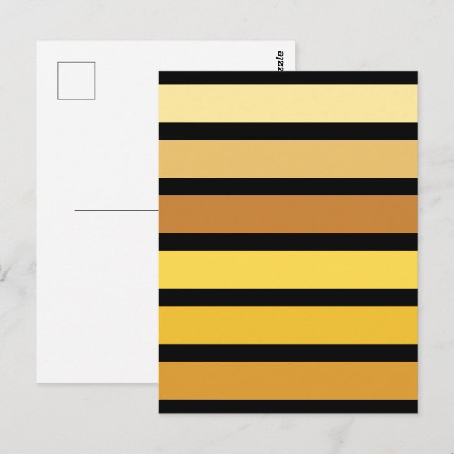 Carte Postale Nuances de rayures jaune doré sur fond noir (Devant / Derrière)