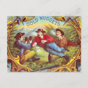 Carte Postale Nuggets d'or Antique Étiquette Cigar