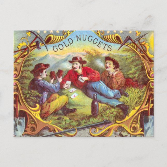 Carte Postale Nuggets d'or Antique Étiquette Cigar (Devant)