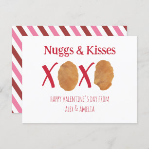 Carte Postale Nuggs Kisses Poulet Nuggets Pun Valentine Stripe