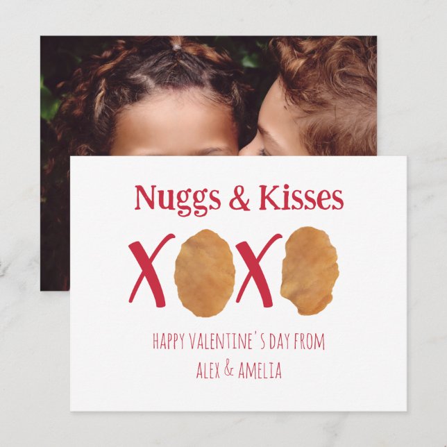 Carte Postale Nugs & Baisers Poulet Nuggets Pun Valentine Photo (Devant / Derrière)
