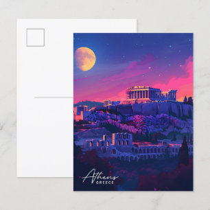 Carte Postale Nuit à Athènes Grèce Voyage