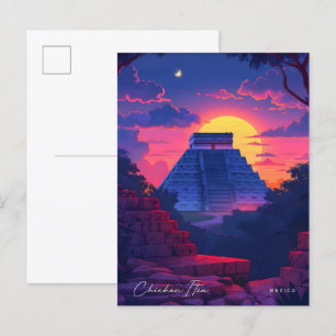 Carte Postale Nuit à Chichen Itza Mexique Vintage voyage