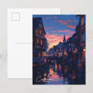 Carte Postale Nuit à Colmar France Vintage voyage