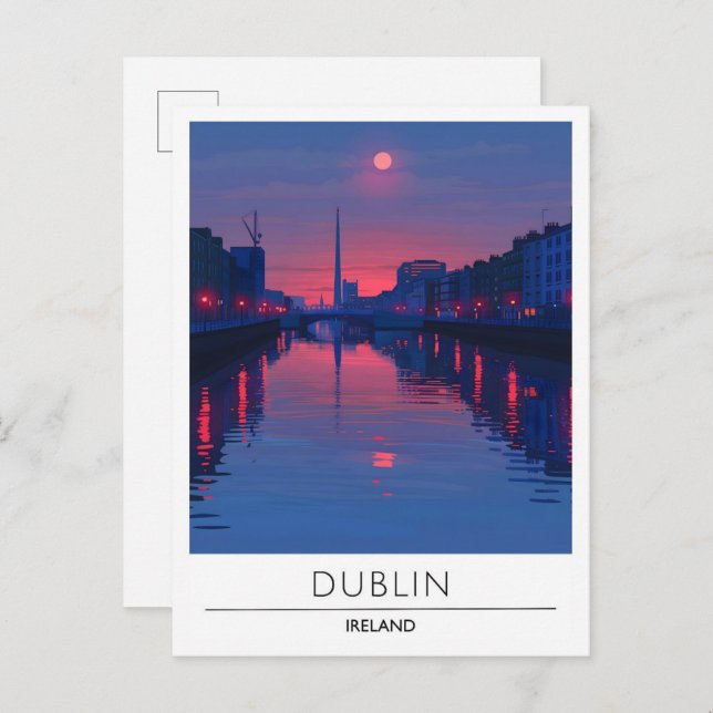Carte Postale Nuit À Dublin Irlande Travel (Devant / Derrière)