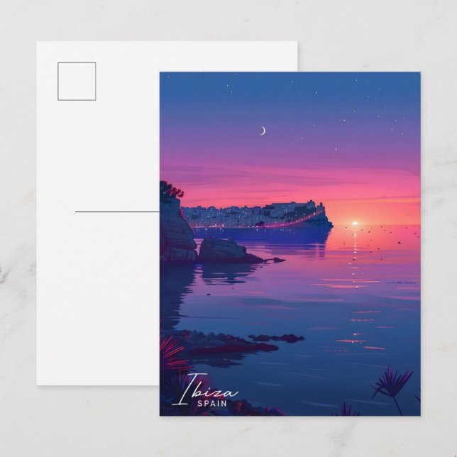 Carte Postale Nuit à Ibiza Espagne Voyage (Devant / Derrière)