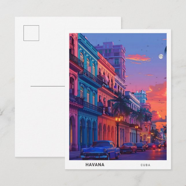 Carte Postale Nuit à La Havane Cuba Voyage (Devant / Derrière)